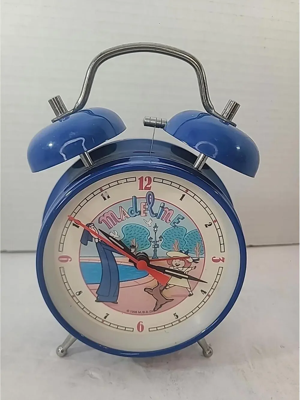 Madeline Blue Vintage Twin Bell Alarm Clock Battery Operated Works 1998